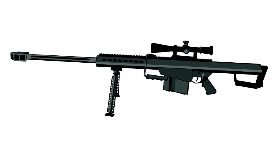 Barrett m82 a sniper rifle with telescopic sights vector image