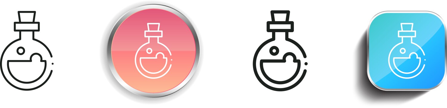 Flask icon thin linear regular and button style vector image