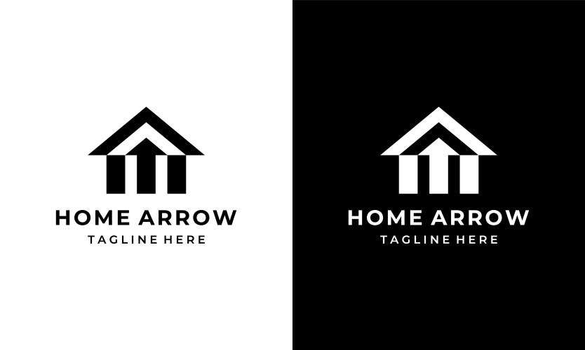 Home house with three arrow up logo design vector image