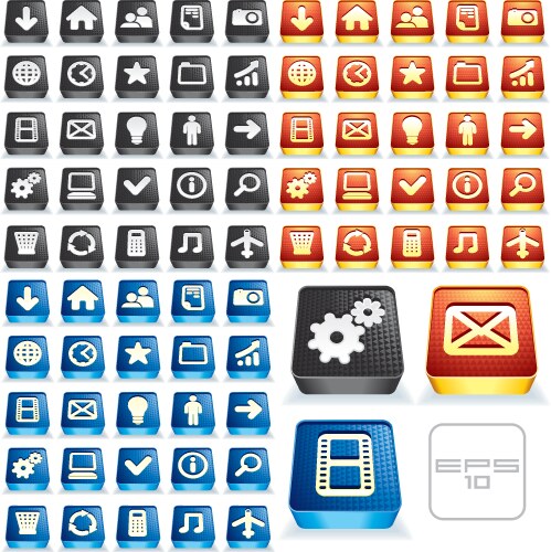 Web buttons with icons Royalty Free Vector Image