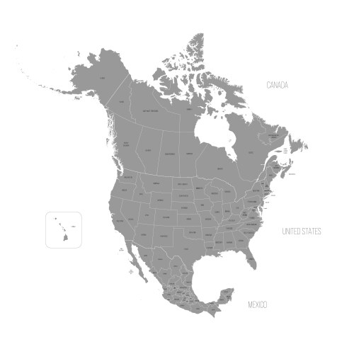 North America Political Map Vector Image