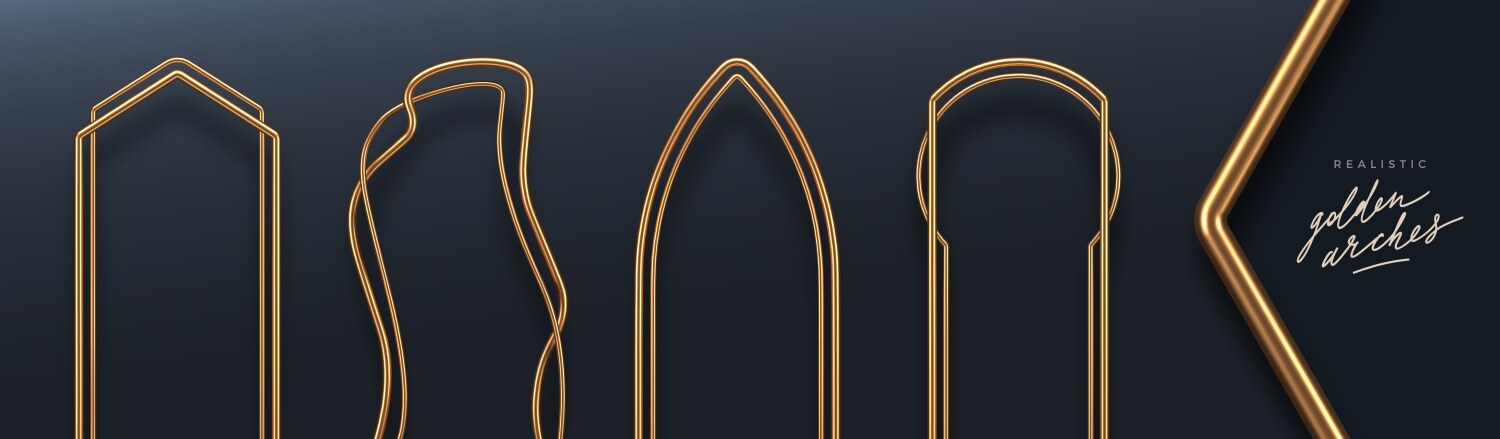 3d golden arch isolated gold metal arcs Royalty Free Vector