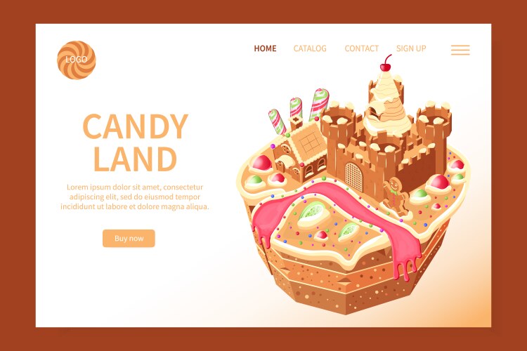 candy land isometric website vector image