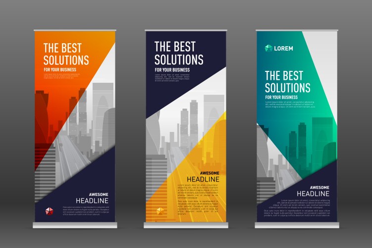Construction roll up banner design template Vector Image