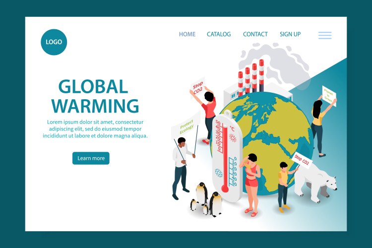 Global warming landing page vector image