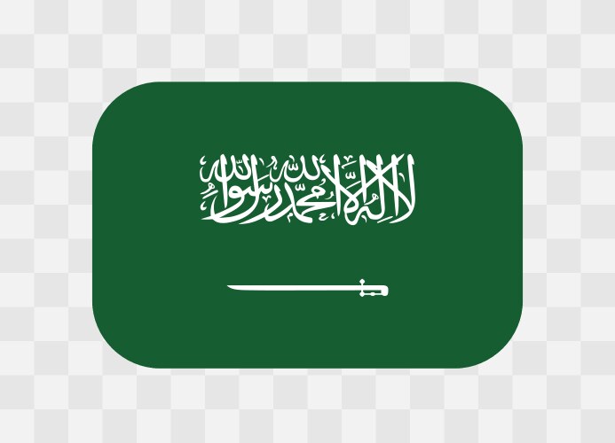 Rounded rectangle flag of saudi arabia Royalty Free Vector