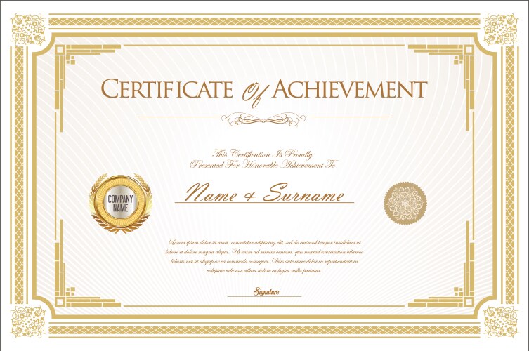Dark gold certificate frame Royalty Free Vector Image