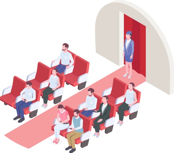 Airplane passengers enjoying their flight time Vector Image