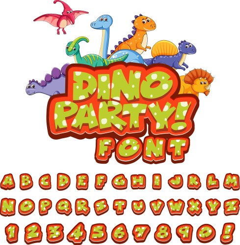 Font design for english alphabets in dinosaur vector image