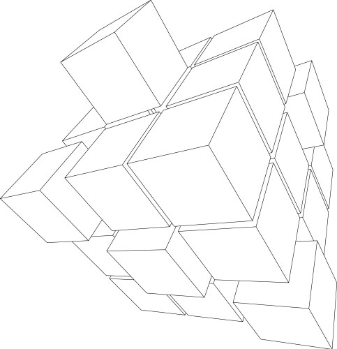 Two point perspective line drawings set cubes Vector Image