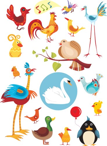 Colorful Bird Collection Vector Image