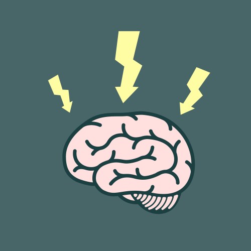 icon electrical discharges around the human brain vector image