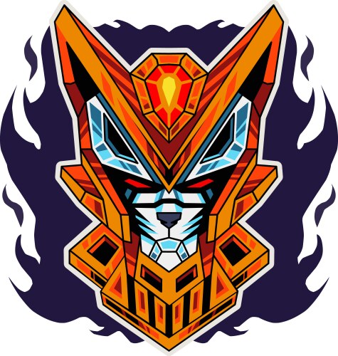Red robot head mascot logo design Royalty Free Vector Image