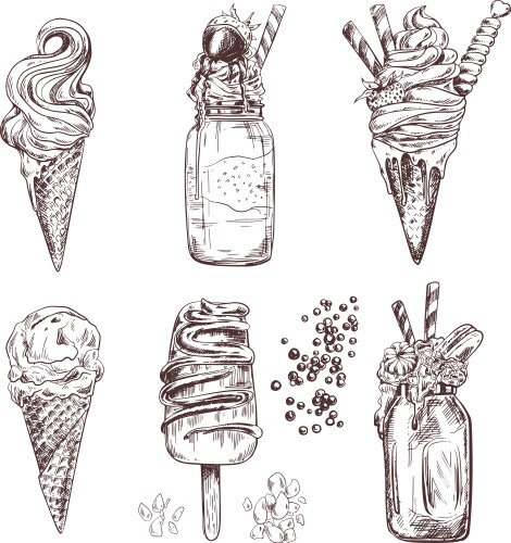 Delicious Ice Cream Desserts Vector Image