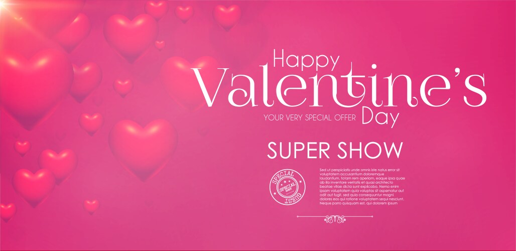 Happy valentine s day design template with glossy vector image