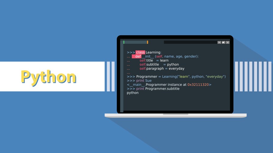 python programming language with example code vector image vector image