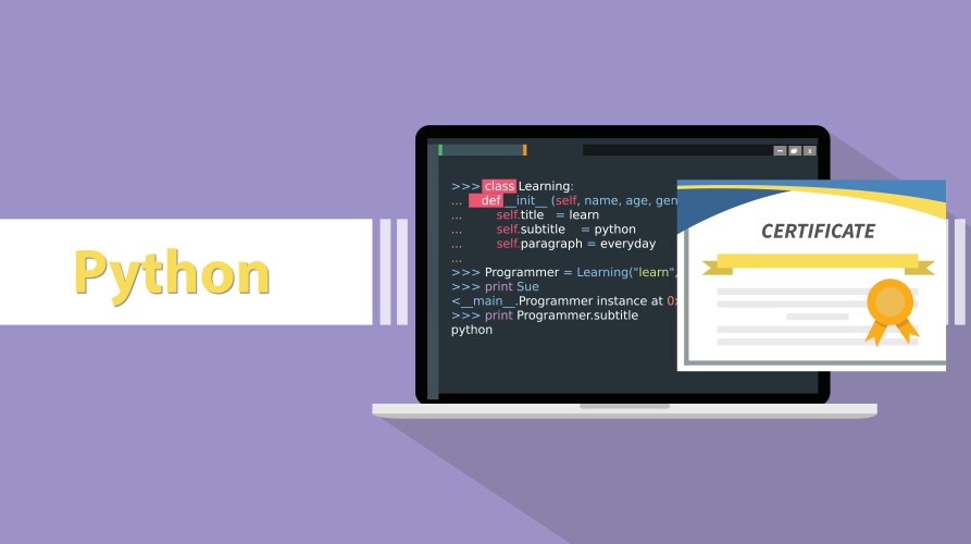 Python programming language certificate vector image