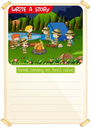 write a story camp scene vector image