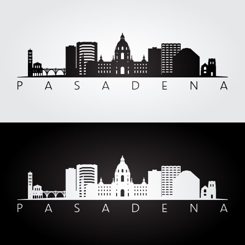 Pasadena Skyline Silhouette Vector Image