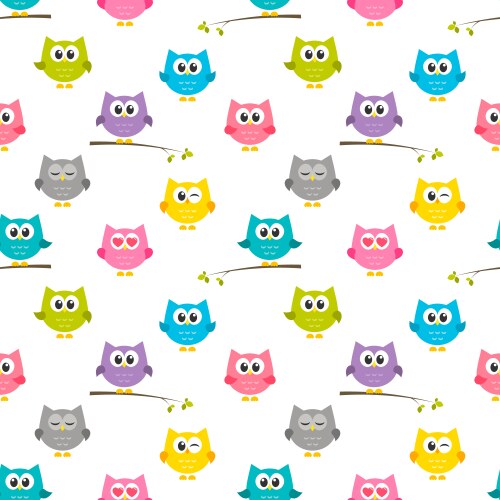 Icon of cute green owl with bird Royalty Free Vector Image