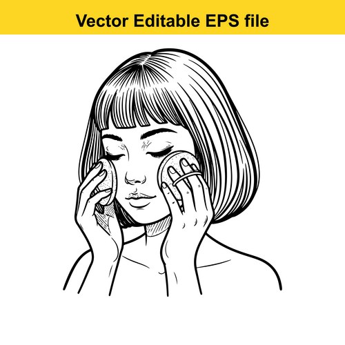 Woman Applying Makeup with Sponge Vector Image