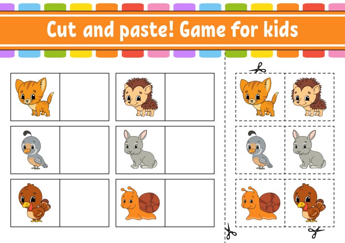 Cut and paste game for kids educational activity Vector Image