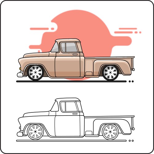 1957 Classic Pickup Truck Side View Vector Image