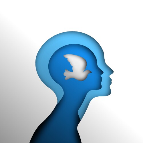 Paper Cut Dove Head - Freedom & Peace Vector Image