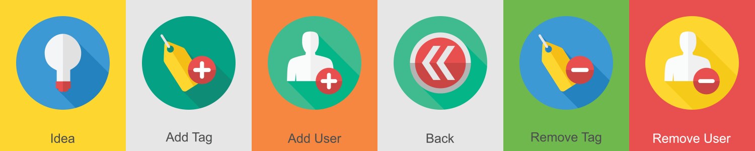 A set of 6 user interface icons as idea add tag vector image