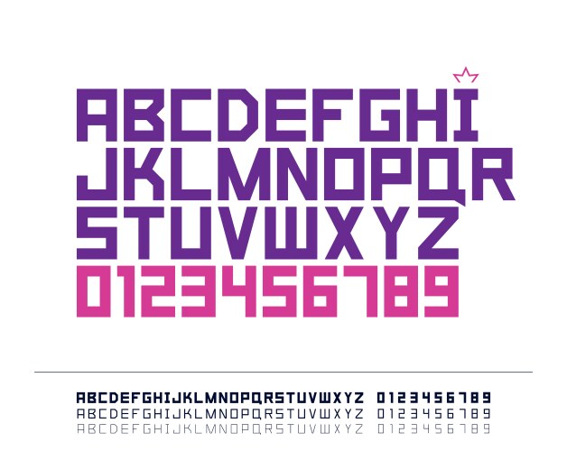 Alphabet font letters and numerals Royalty Free Vector Image