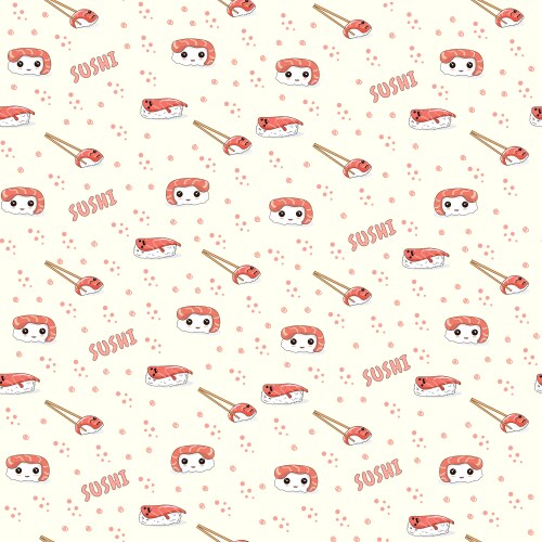 Sushi pattern with funny faces Vector Image