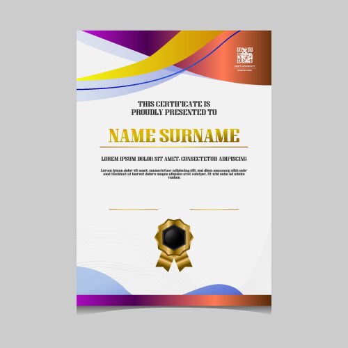 Certificate template wave modern vibrant gradient Vector Image