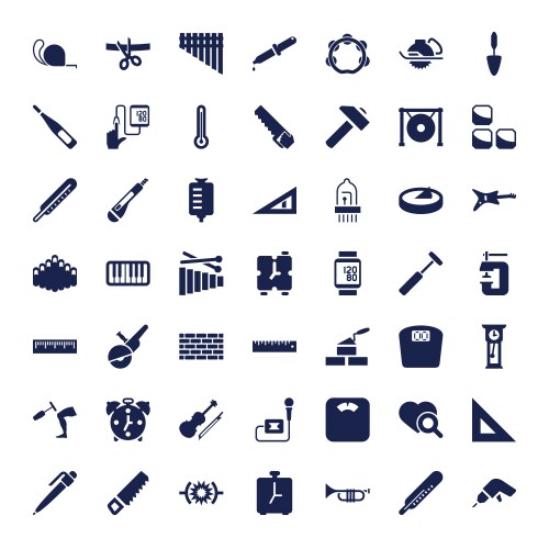 49 instrument icons vector image