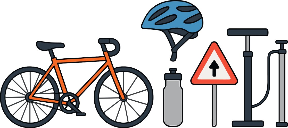 Bicycle with safety gear and accessories Vector Image