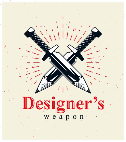 Creative Power: Swords & Pencils Vector Image