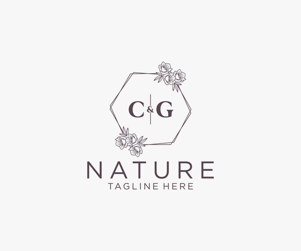 Initial cg letters floral frames botanical – Royalty-Free Vector ...