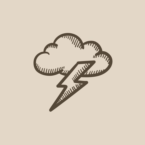 Cloud and lightning bolt sketch icon Vector Image