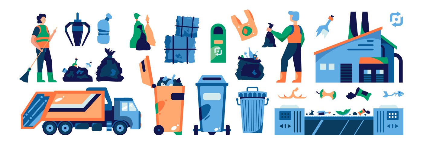 Set garbage bins for recycling different types Vector Image