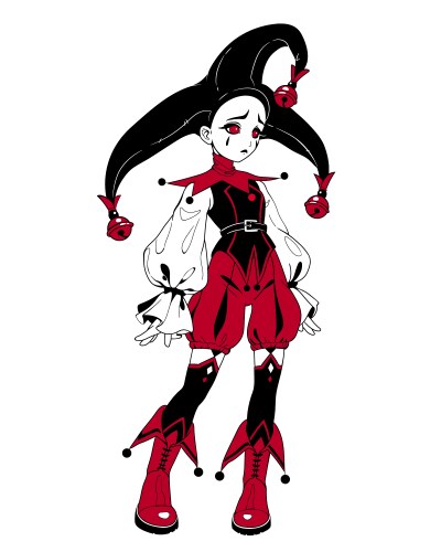 Sad Theatrical Harlequin Clown Costume Vector Image