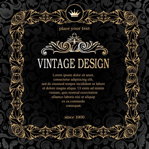 Black background with gold vintage ornament Vector Image