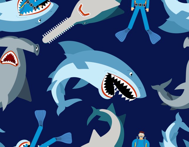 Hammerhead shark pattern seamless fish hammer Vector Image