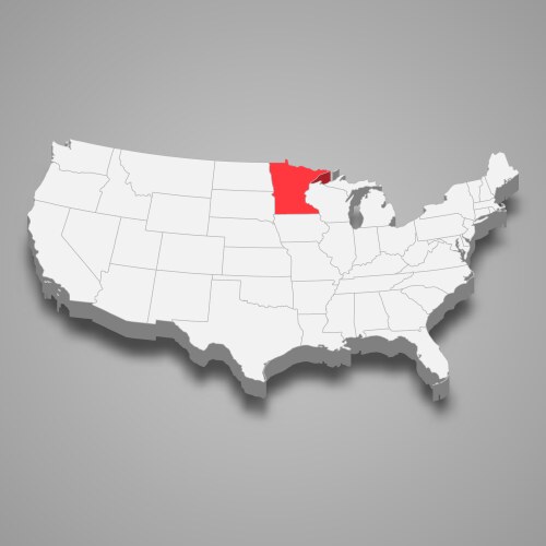 Minnesota State Map 3D Vector Image