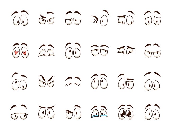 Cartoon eyes comic character eye expressions Vector Image