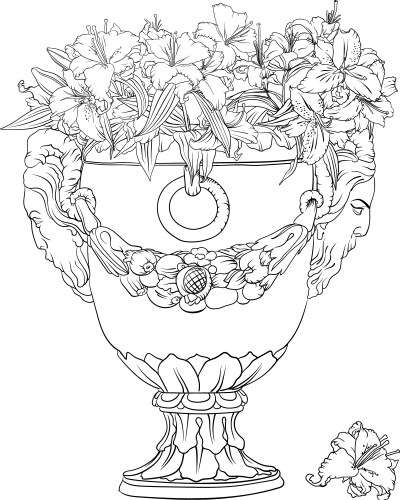 Elegant Antique Lily Flowerpot Vector Image