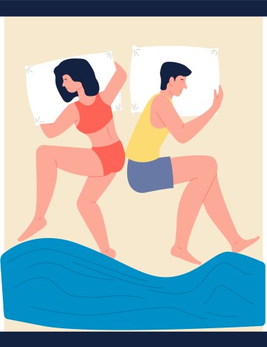 man and woman sleep in bed top view family vector image