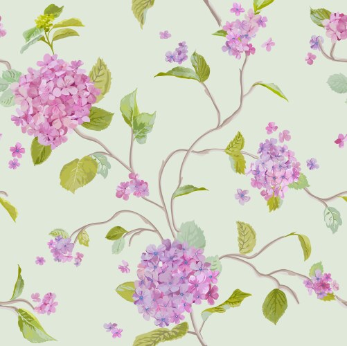 Lilac Hydrangea Floral Seamless Pattern Vector Image