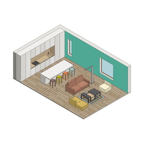 Line interior of living room Royalty Free Vector Image