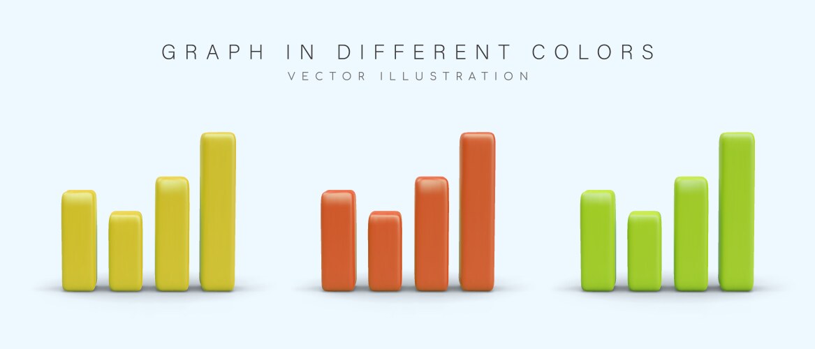 Bar chart in 3d style set of images different vector image