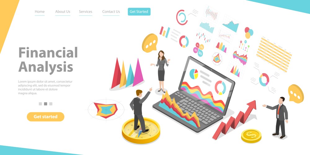 Isometric flat data finance graphic business Vector Image