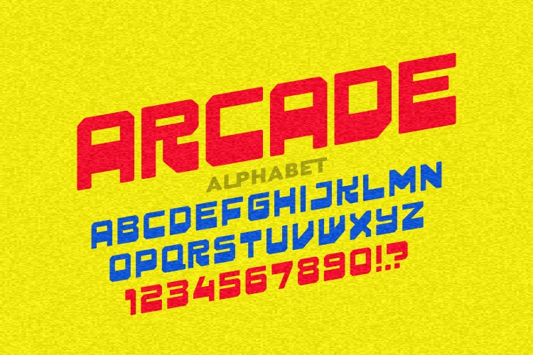 Retro style arcade games font 80s video game Vector Image